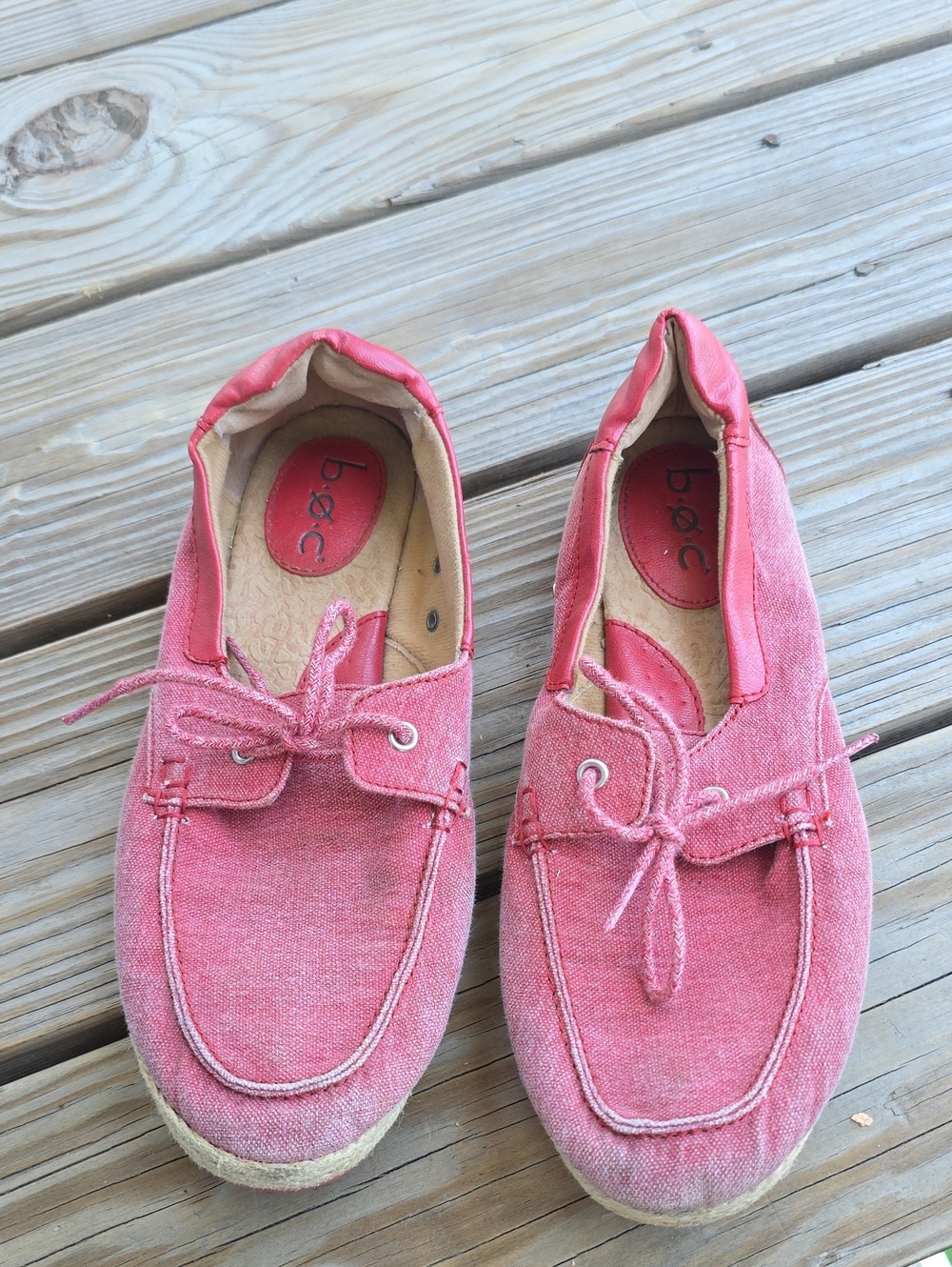 b.o.c. Men's Coral-Pink Canvas Slip-On Boat Shoes